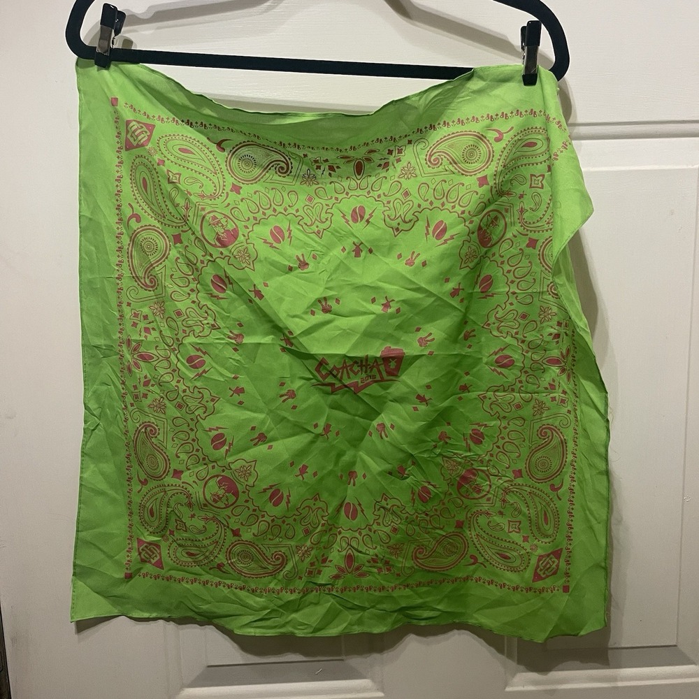 Dutch Bros Coacha 2015 Green Bandanna - Rare 21"x21"
